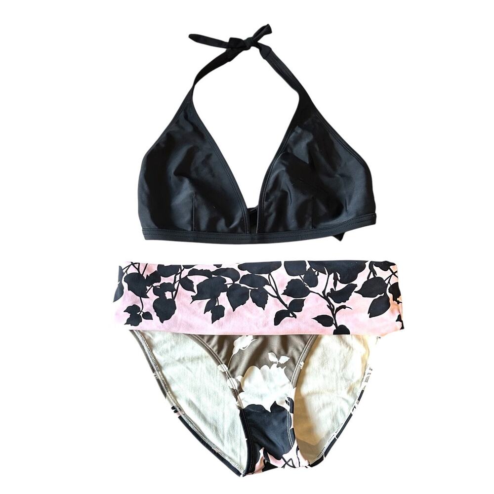 Vix by Paula Hermanny 2 Piece Bikini Black and Floral Size 10